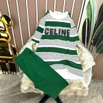 Đồ bộ quần ngố màu áo tay ngắn cổ tròn in chữ celine