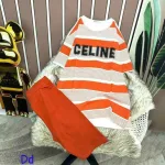 Đồ bộ quần ngố màu áo tay ngắn cổ tròn in chữ celine