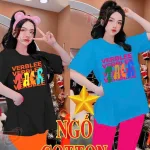 Đồ bộ quần ngố màu áo tay ngắn in chữ