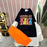 Đồ bộ quần ngố màu áo tay ngắn in chữ