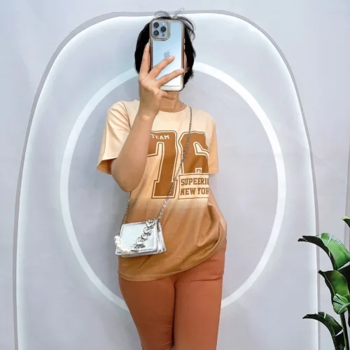 Đồ bộ quần ngố màu áo tay ngắn in chữ 76
