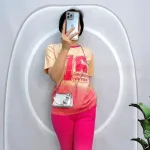 Đồ bộ quần ngố màu áo tay ngắn in chữ 76