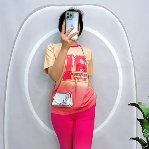 Đồ bộ quần ngố màu áo tay ngắn in chữ 76