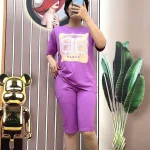 Đồ bộ quần ngố màu áo tay ngắn in hình