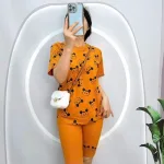 Đồ bộ quần ngố màu áo tay ngắn in hình