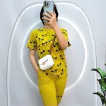 Đồ bộ quần ngố màu áo tay ngắn in hình