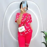 Đồ bộ quần ngố màu áo tay ngắn in hình