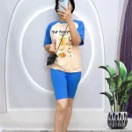 Đồ bộ quần ngố màu áo tay ngắn in hình