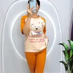 Đồ bộ quần ngố màu áo tay ngắn in hình gấu