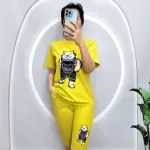 Đồ bộ quần ngố màu áo tay ngắn in hình gấu