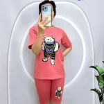 Đồ bộ quần ngố màu áo tay ngắn in hình gấu