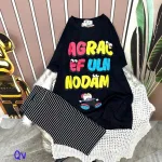 Đồ bộ quần ngố sọc áo tay ngắn in chữ