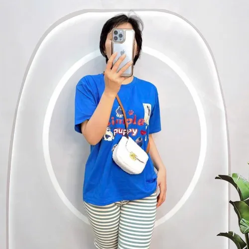 Đồ bộ quần ngố sọc áo tay ngắn in hình