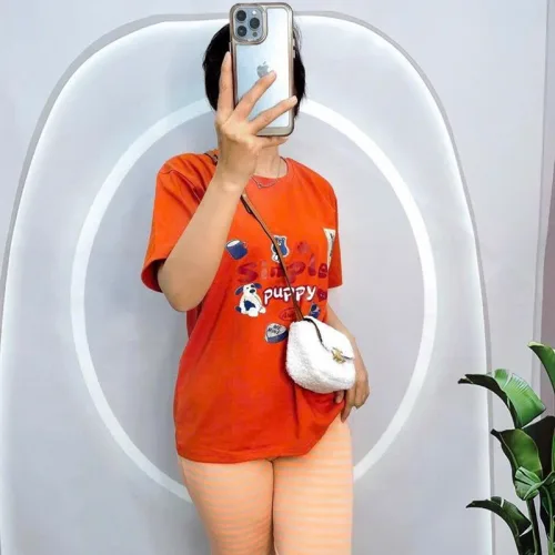 Đồ bộ quần ngố sọc áo tay ngắn in hình
