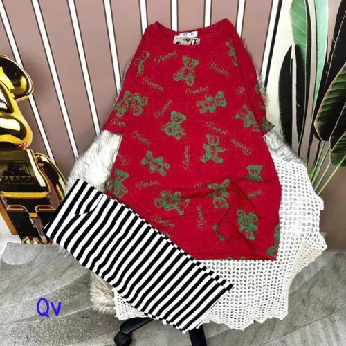 Đồ bộ quần ngố sọc áo tay ngắn in hình