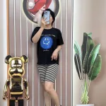 Đồ bộ quần ngố sọc áo tay ngắn in hình