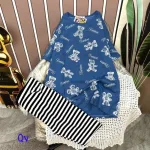 Đồ bộ quần ngố sọc áo tay ngắn in hình gấu