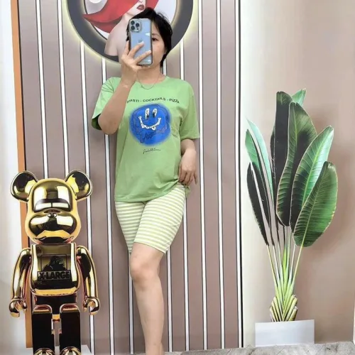 Đồ bộ quần ngố sọc áo tay ngắn in hình mặt cười