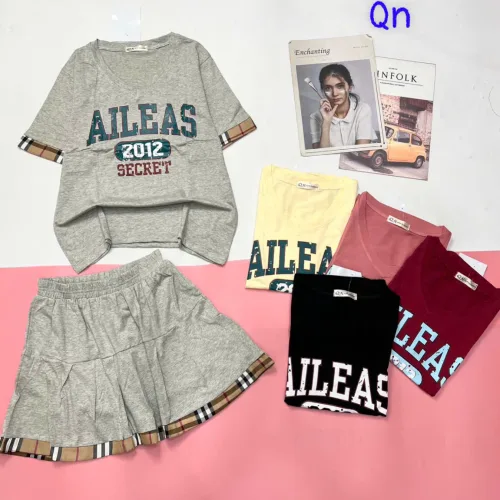 đồ bộ quần váy áo tay ngắn in chữ ALLEAS