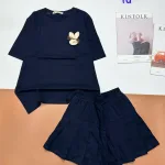 đồ bộ quần váy áo tay ngắn in hình chú thỏ nhỏ