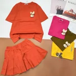 đồ bộ quần váy áo tay ngắn in hình chú thỏ nhỏ