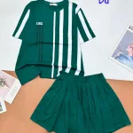 đồ bộ quần váy áo thun tay ngắn in chữ dọc