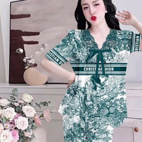 Đồ bộ satin mềm mịn quần dài tay ngắn cổ viền ren in hình