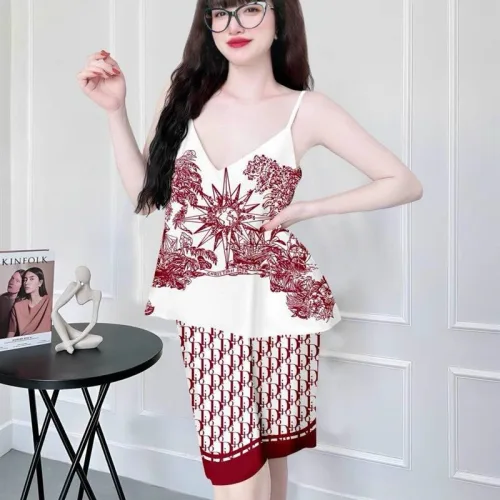 Đồ bộ satin quần lững áo 2 dây in hình dể thương
