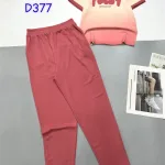 Đồ bộ tăm lạnh quần dài áo cổ tròn tay ngắn in chữ
