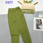 Đồ bộ tăm lạnh quần dài áo cổ tròn tay ngắn in chữ