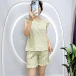 đồ bộ tay ngắn bèo quần đùi chấm bi