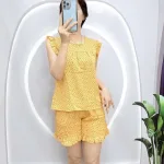 đồ bộ tay ngắn bèo quần đùi chấm bi