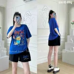 Đồ bộ thun hàn quần đùi áo tay lỡ in hình dể thương