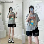 Đồ bộ thun hàn quần đùi áo tay lỡ in hình dể thương