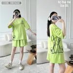 Đồ bộ thun hàn quần đùi áo tay lỡ in hình form rộng