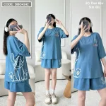 Đồ bộ thun hàn quần đùi áo tay lỡ in hình form rộng