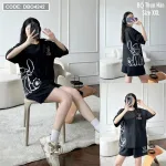 Đồ bộ thun hàn quần đùi áo tay lỡ in hình form rộng