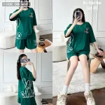 Đồ bộ thun hàn quần đùi áo tay lỡ in hình form rộng