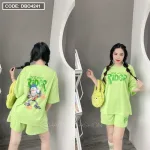 Đồ bộ thun hàn quần đùi áo tay lỡ in chữ form rộng