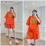 Đồ bộ thun nữ màu quần đùi in chữ form rộng 70kg