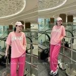 Đồ Bộ Thun Nữ Quần Dài In Chữ New York Áo Form Dưới 70kg