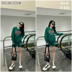 Đồ bộ thun nữ quần đùi áo tay dài form rộng in số 1976