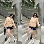 Đồ bộ thun nữ quần đùi áo tay dài form rộng in chữ nyc