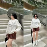 Đồ bộ thun nữ quần đùi áo tay dài form rộng in chữ nyc