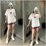 Đồ bộ thun nữ quần đùi caro in hình mặt cười