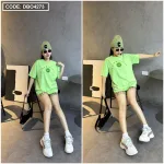 Đồ bộ thun nữ quần đùi caro in hình mặt cười