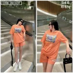 Đồ bộ thun nữ quần đùi in hình xương cá form rộng