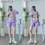 Đồ bộ thun nữ quần ngắn in hình vịt nháy mắt