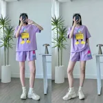 Đồ bộ thun nữ quần ngắn in hình vịt nháy mắt