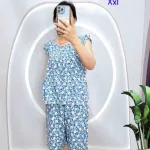Đồ bộ tonl form lớn quần lửng áo sát nách bèo họa tiết
